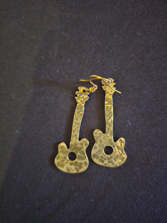 AATC BRASS GUITAR EARINGS