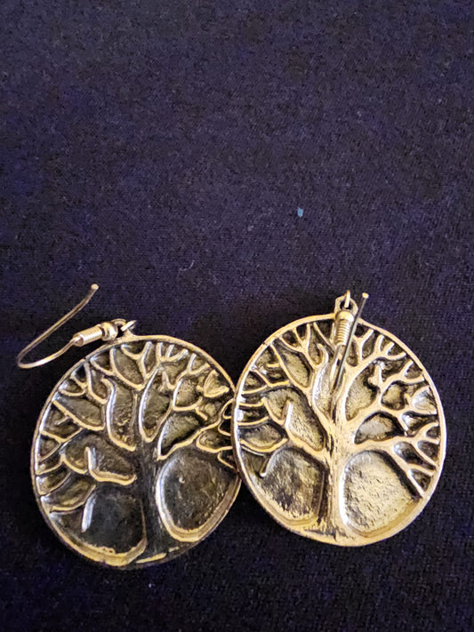 AATC Round Brass Tree-like Earrings