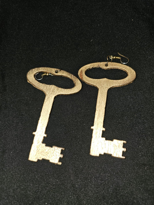 AATC WOODEN KEY EARRINGS